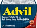 Advil Pain Reliever og Fever Reducer, Ibuprofen 200 mg for Pain Relief - 24 overtrukne tabletter