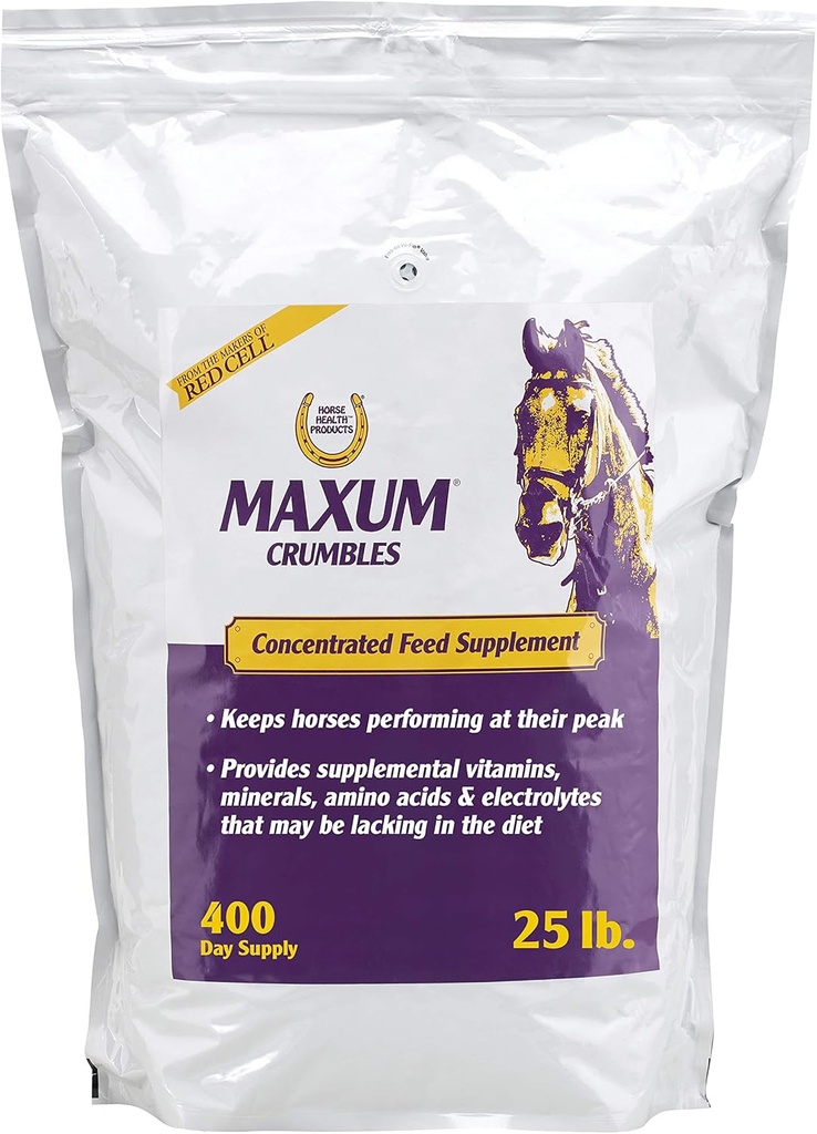 Horse Health Maxum Crumbles Concentrated Feed Supplement for Horses, Provides a Wide Range of Beneficial nutrients for Today's Equine Athlete 25 Pound