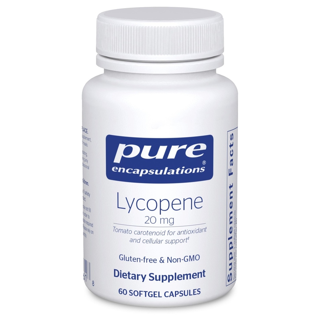 Ren indkapsling Lycopene 20 mg 2 gange 125; Kosttilskud til cellular og makulær støtte 125; 60 Softgel kapsler