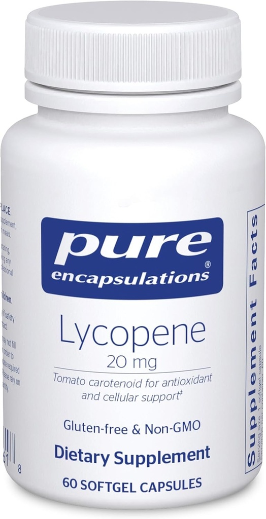 Ren indkapsling Lycopene 20 mg 2 gange 125; Kosttilskud til cellular og makulær støtte 125; 60 Softgel kapsler