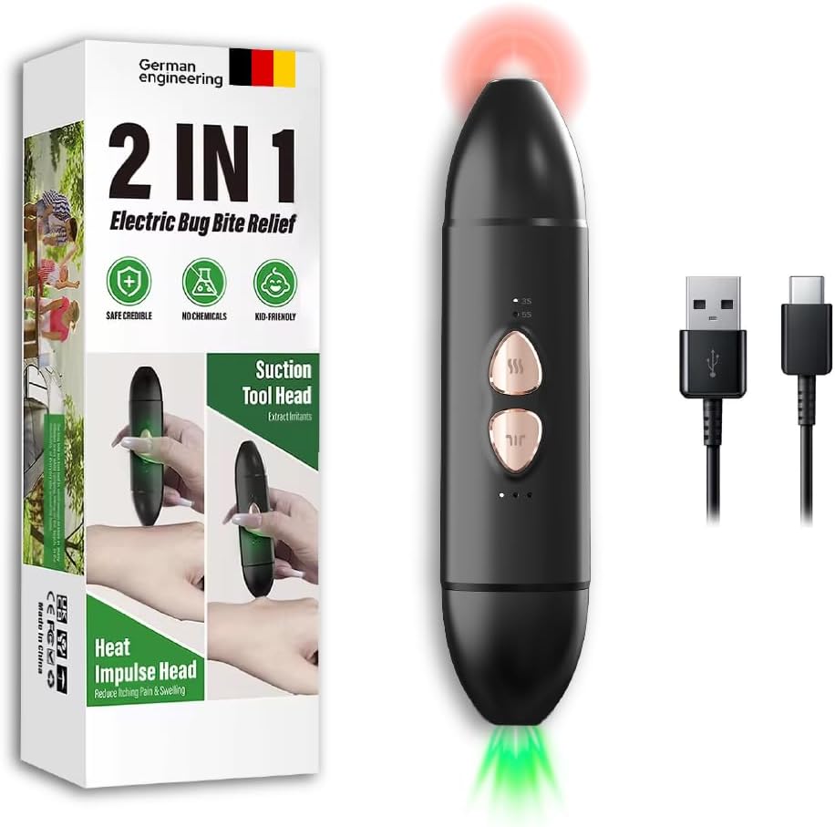 Insect Bite Relief Pen - Kemisk-fri varmebehandling for Mosquito Bites & Bee Stings - 124; Portable, Genanvendelige & Kids - Safe - 124; Øjeblikkelig Itch & Hævelse Relief