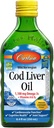 Carlson - Cod Lever Oil, 1100 mg Omega- 3s, Flydende Fish Oil Supplement, Wild-Fanget Norsk Arktis, Sustainable Sourced Nordic Liquid, Lemon, 250 ml