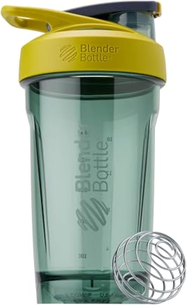 BlenderBottle Strada Shaker Cup perfekt til Protein Shakes og Pre Workout, 24-Ounce, Gul