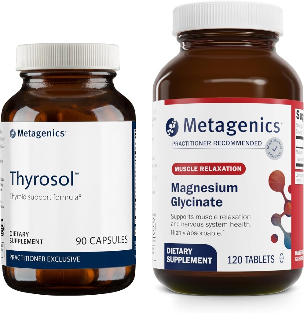 Metagenics Bundle - Thyrosol & Magnesium Glycinate - 90 Count of Thyrosol for Thyroid Health - 120 Tablets of Magnesium Glycinate for Nervous System Support