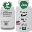 PRISTINE 'S N- Acetyl L- Cystein (NAC) 600MG 30- Day Supply Potent Lung & Liver Immunity Antioxidant Supplement Kapsler - Mood & Mental Health Support