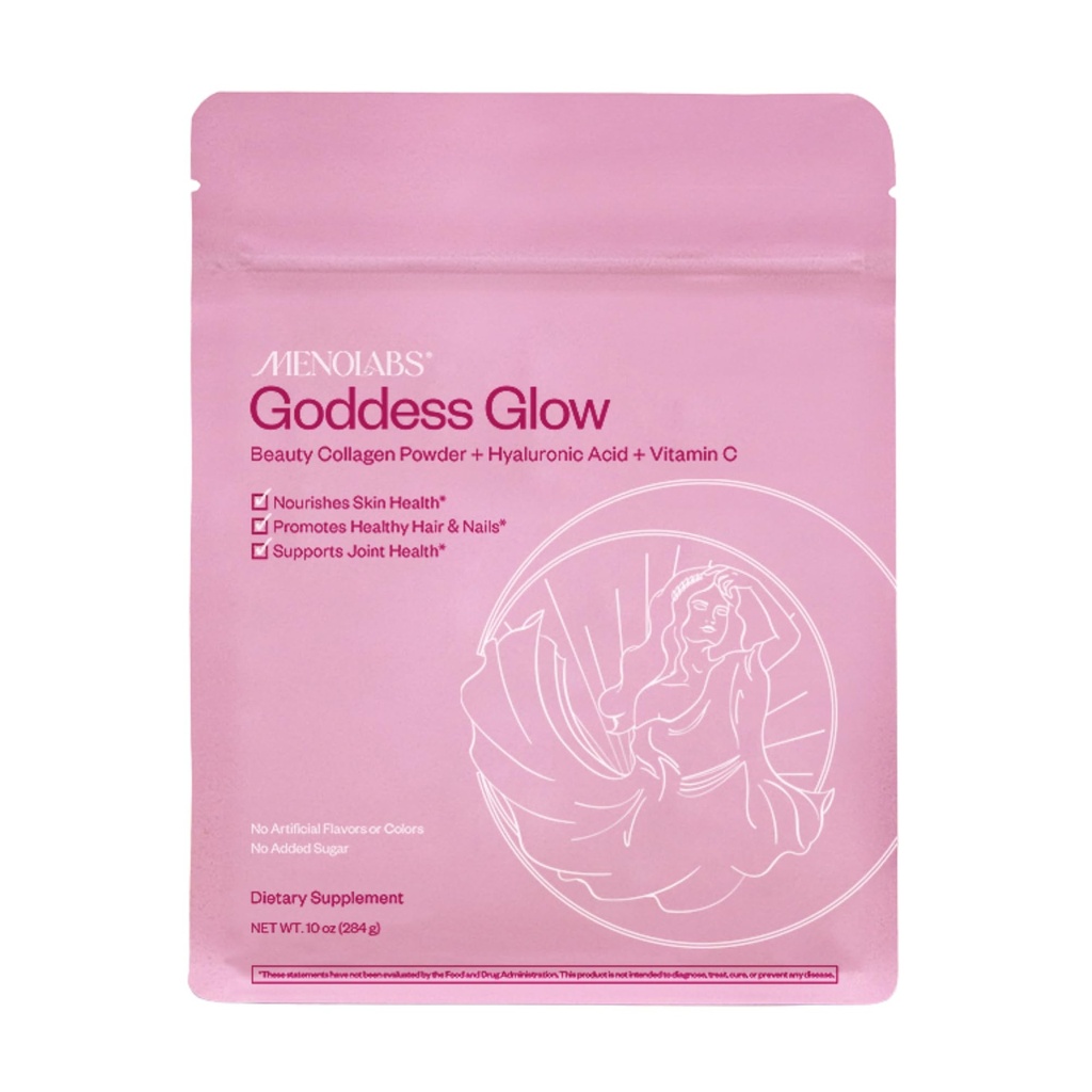MENOLABS Gudinde Glow Collagen Peptider Pulver (type I, III) - 14 Servere (280 g) - Menopause Kosttilskud til kvinder med Hyaluronsyre & C-vitamin - Unflavored