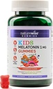 Naturlige Kids Melatonin Gummies 1 mg - Drug- Free, Non- Habit Danning Sleep Aid for Children Age 4 & Up - Strawberry Flavored Gummy Bears - Vegan, Gluten Free, Non- GMO - 60 Greve [2 - Måned Supply]