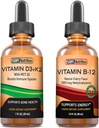 SBR Nutrition D3 + K2 og B12 Bundle Vitamin D3K2 (MK7) Liquid Drops, Pebermynte 1oz - 124; Vitamin B - 12 3000mcg Liquid Drops, 2oz - 124; for voksne & Kids - 124; Non- GMO, Gluten Free