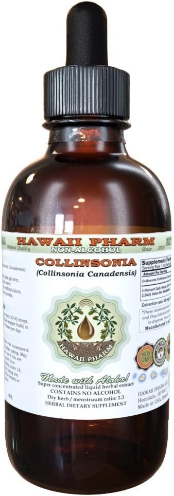 Collinsonia Alkohol- Free Liquid Extract, Collinsonia (Collinsonia Canadensis) Tørret Root Glycerit Hawaii Pharm Natural Herbal Supplement 4 oz