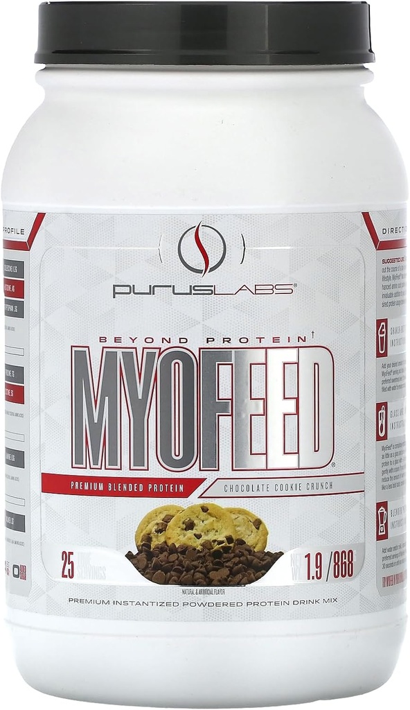 Purus Labs Myofeed Blended Protein Yester124; Ultra Filtreret Whey Isolere & Koncentrat Mester124; Opløselige Fiber & fordøjelsesenzymer Mester124; 25 Servere (Chokolade Cookie Crunch)