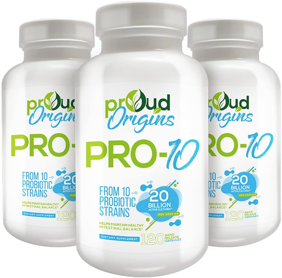 Pro- 10, probiotisk 20 milliarder, 120 kapsler, pakning med 3