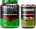 Nutrologi Grønne & frugter Powder- naturligt sourced Superfood, Vanilla kanel (30 Servere) TRIPACT Vegan Protein Powder, Chokolade Peanut Butter (20 Servere)