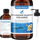Wild Alaska Salmon Oil for Horse, Itch Relief, Fish Oil Omega 3 EPA + DHA fedtsyrer, Hud & Coat supplement til heste, Support fælles funktion, Immun & Heart Health