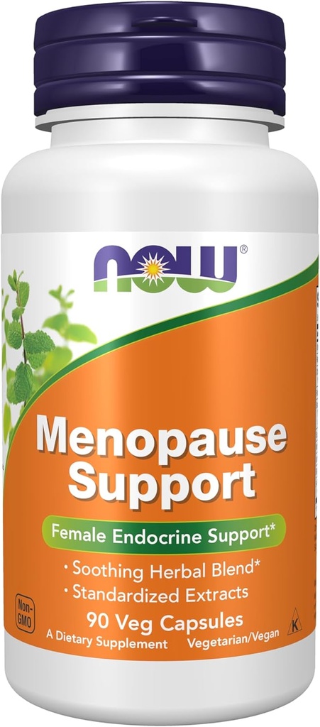 Now Supplements, Menopause Support, Blend indeholder Standardized Herbal Ekstrakter og andre næringsstoffer, 90 Veg kapsler