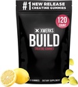 Xwerks Build Creatinine Gummies for mænd og kvinder, 120 Greve, 100% Pure Creatinine Monohydrat, Lemon Flavored Muscle Building Gummies 4g Per Servering, Pre Workout Anti Melting, 5000mg Total Creatin