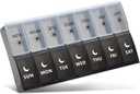 Stor Pill Organizer 2 gange om dagen, Ugentlig Pill Case, AM PM Pill Box, Day Night Pill Container 7 dag, Vitamin Case Medicin Dispenser to gange om dagen (sort & hvid)