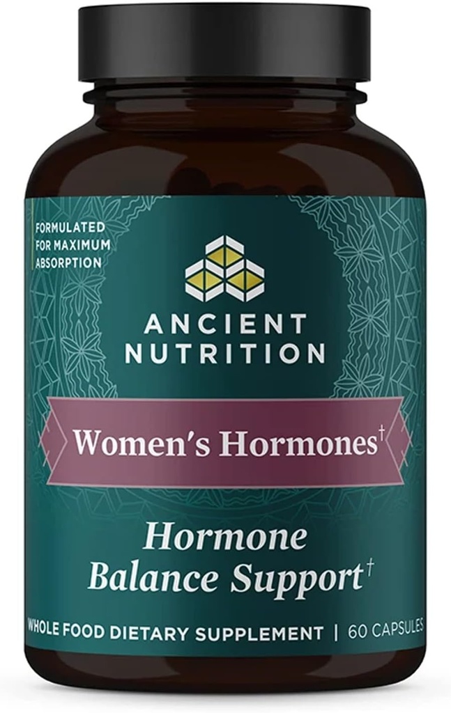 Ancient Nutrition Kvinder Hormoner, Hjælper Reducere Stress, Understøtter Energi, Hormonbalance, Gluten Free, Paleo og Keto Friendly, 60 Kapsler