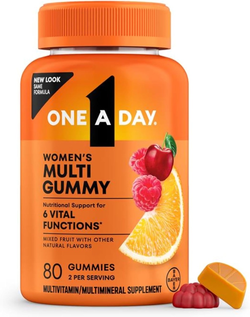 One A Day Dame Multivitamin Gummy - Gummy Vitamin til kvinder med biotin, zink, folsyre, jod Vitamin Gummies, Chewable Multivitamin, 80 Greve (Packaging May Vary)