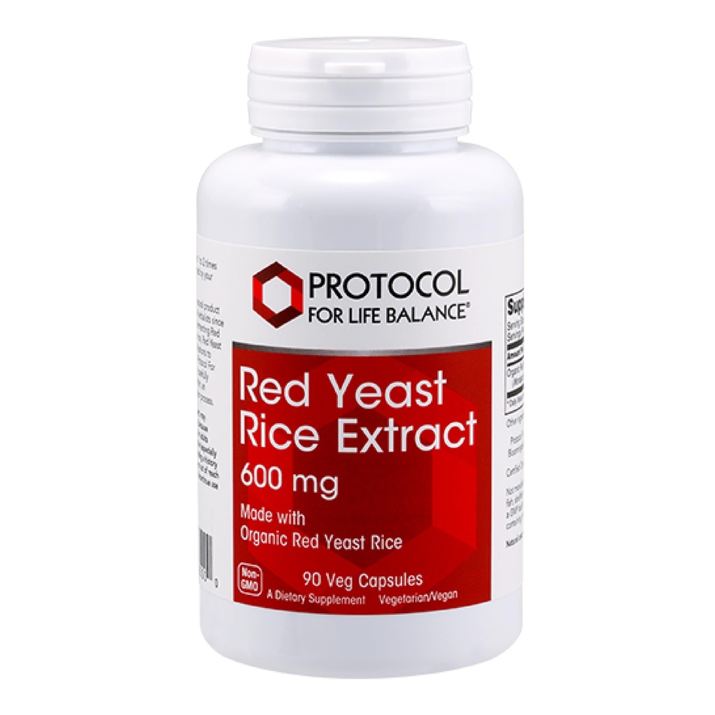 Protokol Rød Gær Rice 600 mg - Lavet med Økologisk Rød Gær Rice - Dairy Free & Egg Free - 90 Veg Kapsler