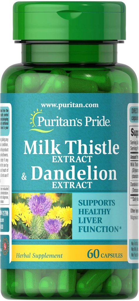 Puritan's Pride Milk Thistle & Dandelion Extract 60 Count