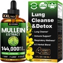 Mullein Drops til lunger med lakrids & Astragalus, Respiratoriske & immunforsvar, Lung Detox til Rygere Tincture, Mullein Leaf Extract til Lung Cleanse, Sukker & Alkohol- Free, 4 fl oz