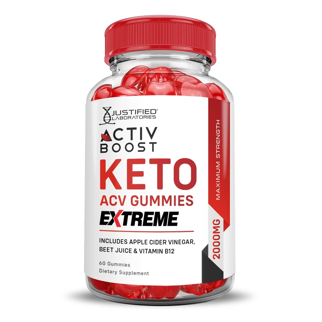 Justified Laboratories Activboost Keto Acv Gummies Extreme 2000MG Active Boost Keto Gummies Apple Cider Vinegar Activ Boost Formuleret med Pomegranate Beet Juice Powder B12 Vegan Non GMO 60 Gummys