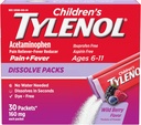 Børn Tylenol Opløs pakker til smertelindring, Feber Medicin, 160 mg Acetaminophen, Dye Free, Kids 'Powder Packets for Cold & Flu Symptom Relief; Wild Berry Flavor, 30 ct.; Pakning med 1 stk.
