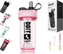 Litex Shaker Flasker til Protein Shakes, 26oz Blender Shaker Flaske til Pre- workout, Shaker Cups med Straw, BPA- gratis Tritan Mixer Flasker til Protein Powder, med Cup Børst og Instruktioner (Pink)