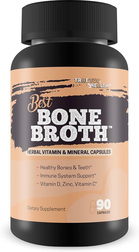 Bedste Bone Broth Kapsler - Bone Sundhed & Immunitet supplement - Bone Broth Powder Alternative Kapsler - Bone Health Kosttilskud Kvinder Over 50 & Bone Health Kosttilskud til mænd - Vitamin D Knoglesundhed