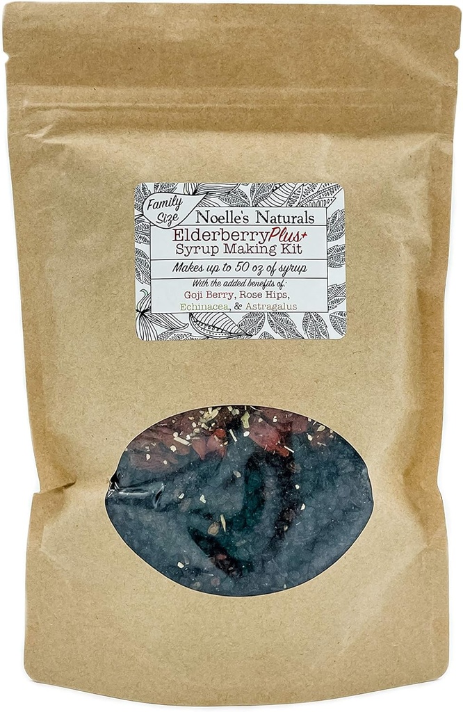 Elderberry Plus + Family Size, Elderberry Syrup Making Kit - gør 50 oz - Inkluderer Gratis Brew Bag - Bare tilføje din egen honning - Let at gøre derhjemme - Natural & Organic Ingredients