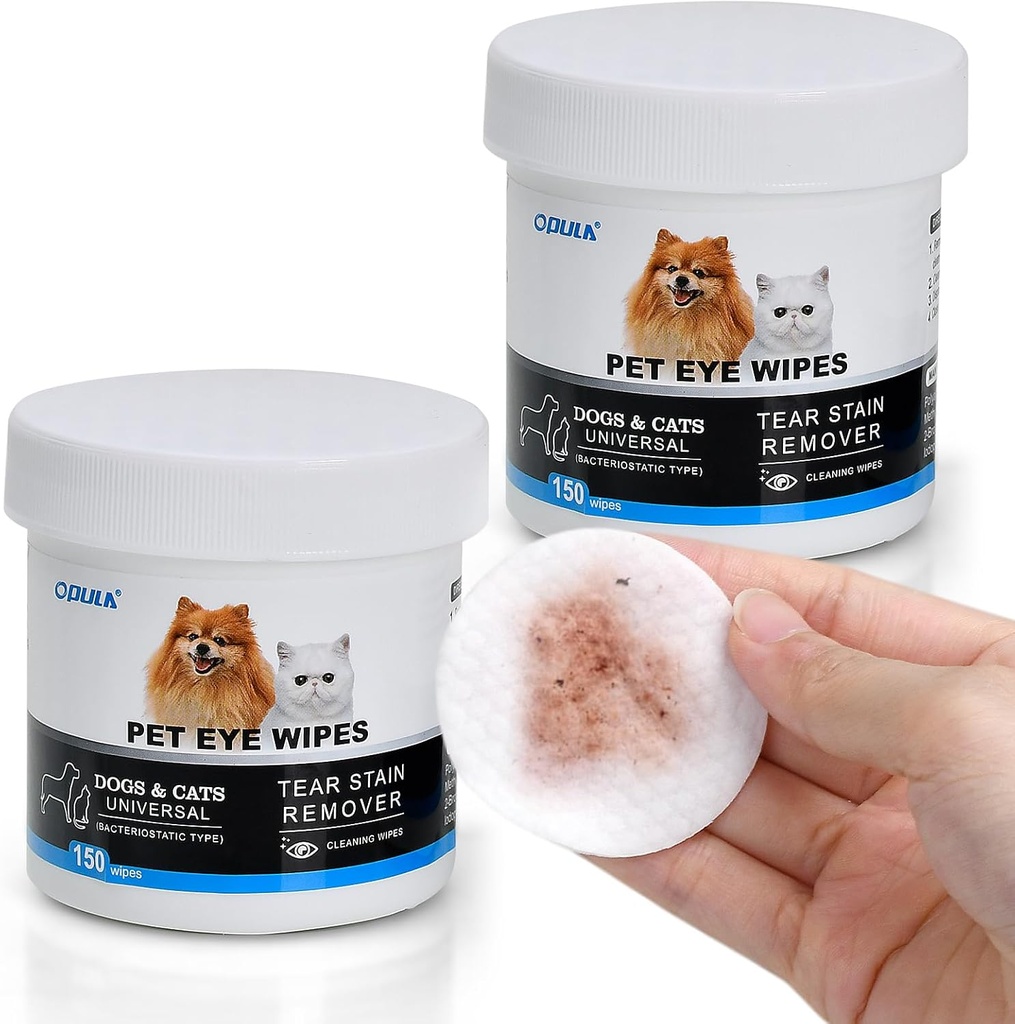 300Pcs Hund Eye Wipes Bionedbrydelig, Hypoallergen Kat Hund Eye Cleaner, Pet Tear Stain Remover Wipes