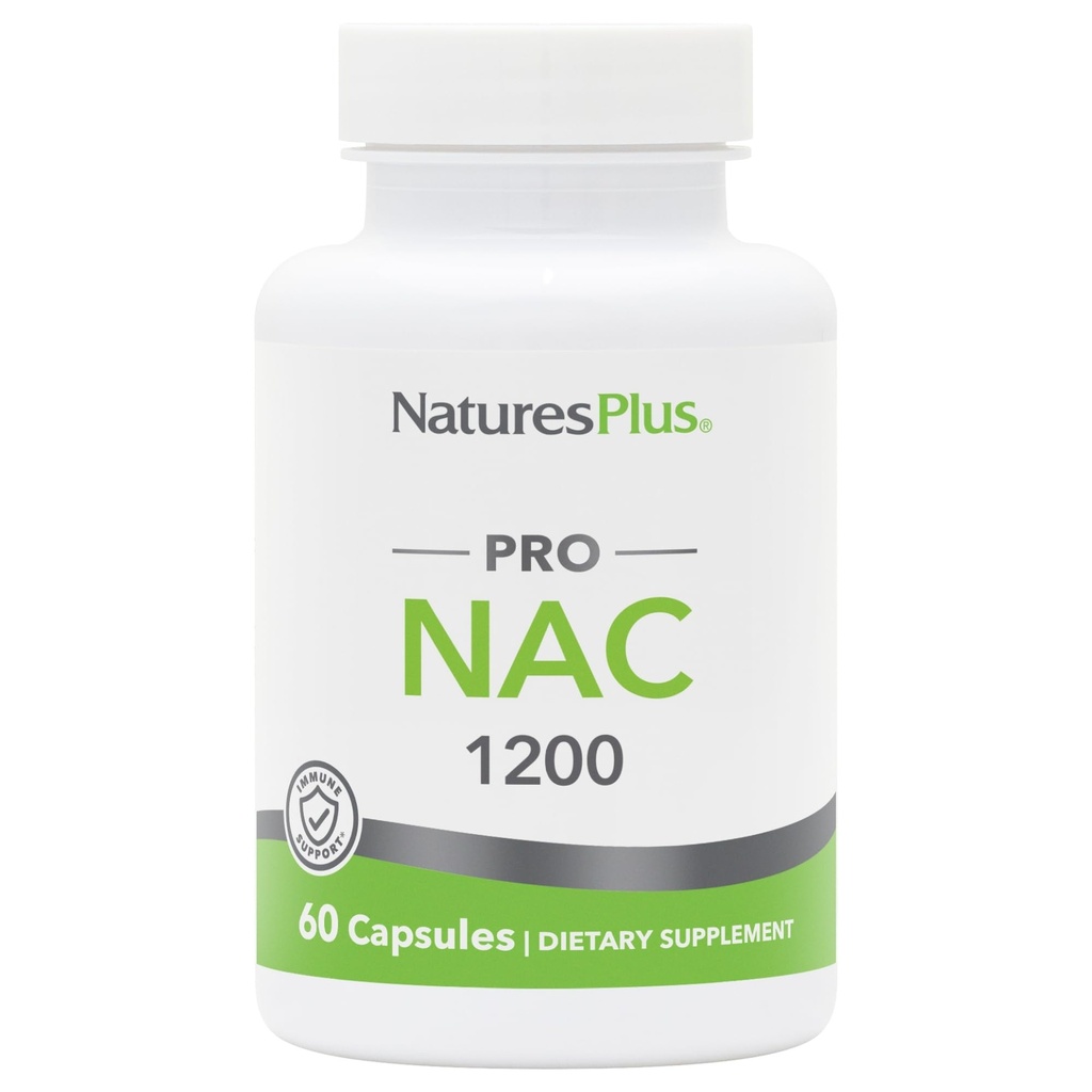 Natures Plus PRO NAC 1200 mg - 60 kapsler - Afgørende for Replenishing Glutathione - Non-GMO, Vegan & Gluten Free - 30 Servere