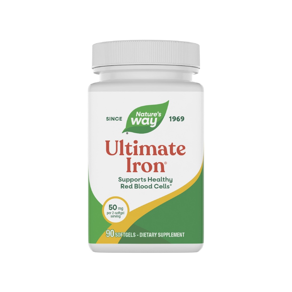 Nature 's Way Ultimate Iron, Understøtter sunde røde blodceller, * Understøtter Cellular Energy Production *, 50 mg pr. 2-Softgel Servering, Gluten- Free, 90 Softgel (Packaging May Vary)