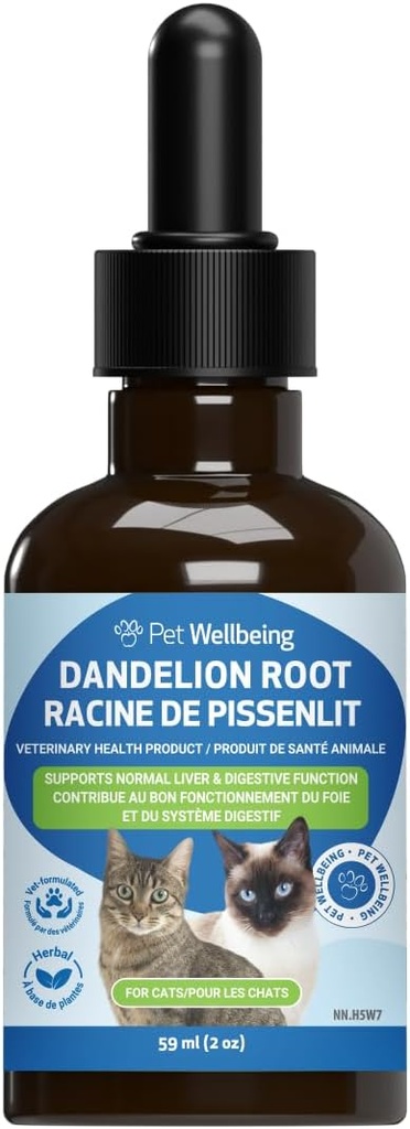 Pet Wellbeing Mælkebøtte til katte - Lever og hjerte sundhed, fordøjelsesfunktion, blodsukker støtte, Certificeret Organisk - Veterinarian- Formuleret urtesupplement 2 oz (59 ml)
