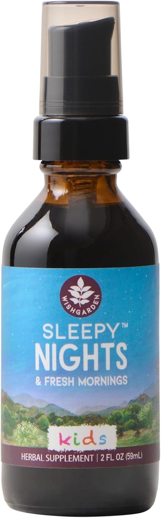 WishGarden Urter Sleepy Nights for Kids - All- Natural Herbal Sleep Aid Tinktur uden Melatonin, Organic Sleep Supplement med Passionflower & Schedlcap, understøtter Sikker og rolig dyb søvn, 2oz