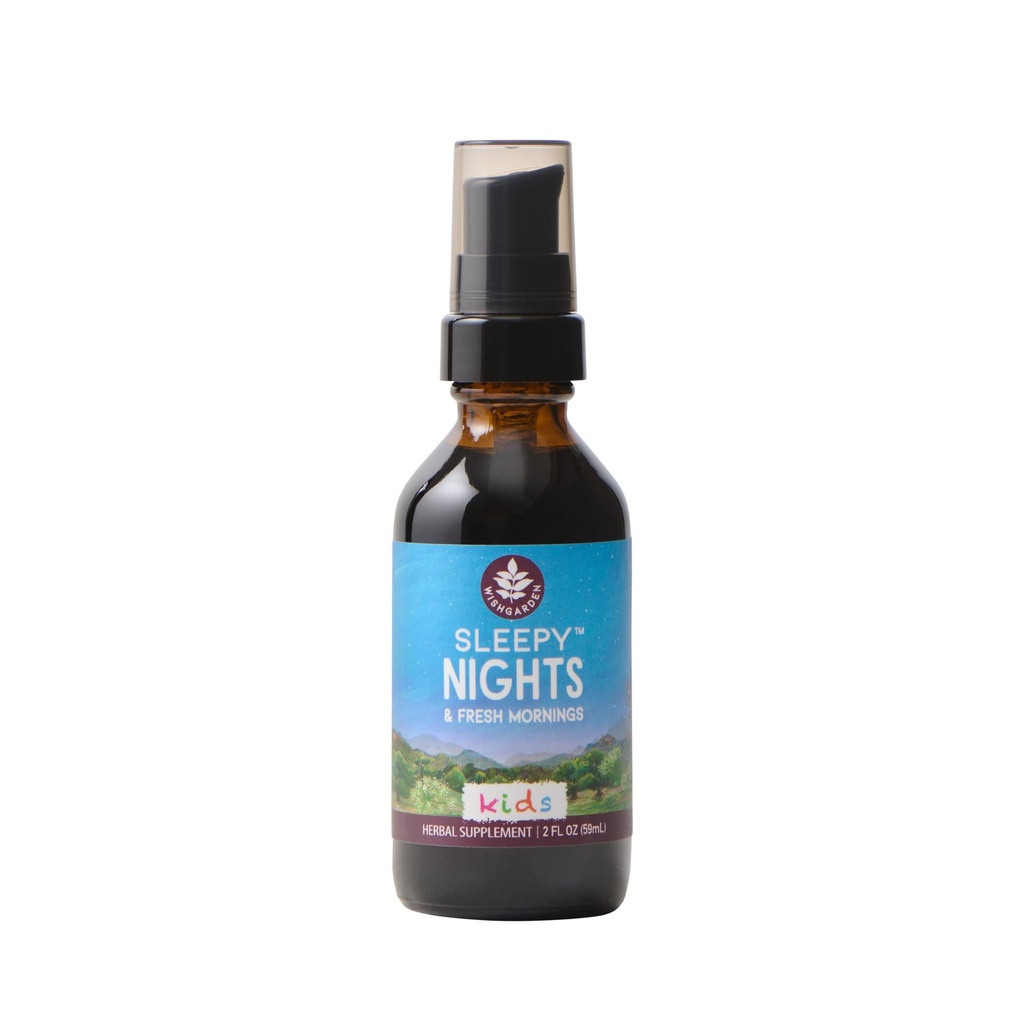 WishGarden Urter Sleepy Nights for Kids - All- Natural Herbal Sleep Aid Tinktur uden Melatonin, Organic Sleep Supplement med Passionflower & Schedlcap, understøtter Sikker og rolig dyb søvn, 2oz