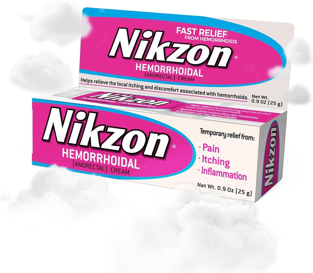 Nikzon Hæmoroid Cream 124; Dobbelt effekt for smerter og hævelse, Number Irriteret Anorectal Area, Lindrende & Fast- Fungerende Formel, Dual- Action Hæmoroid Behandling, 0, 9 Oz, 1 - Pack