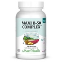 Maxi Health Vitamin B Complex - High Potency B Complex Vitamin B -50 med B1, B2, B3, B6, B12, Biotin & Folate - Support Cellular Energy & Mental Clarity - Kosher - 100 kapsler