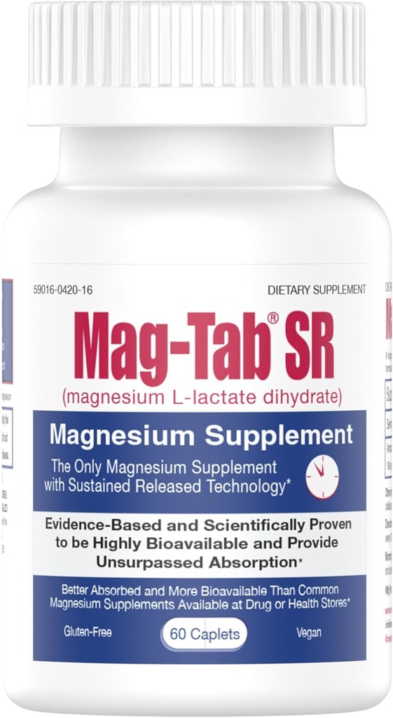 Extended Release Magnesium Lactate Levering til 10x Bedre Absorption- Mag- Tab SR (Vedvarende Udgivelse) 60 Count- Supports Sleep, Muskelkramper, Magnesium Mangel Sundhed Emne (60)