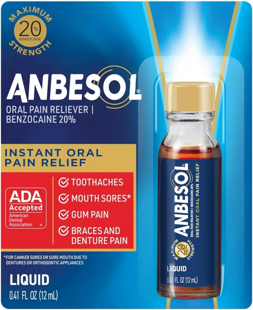 Anbesol Væske Maksimal Styrke, 0,41 Fl Oz