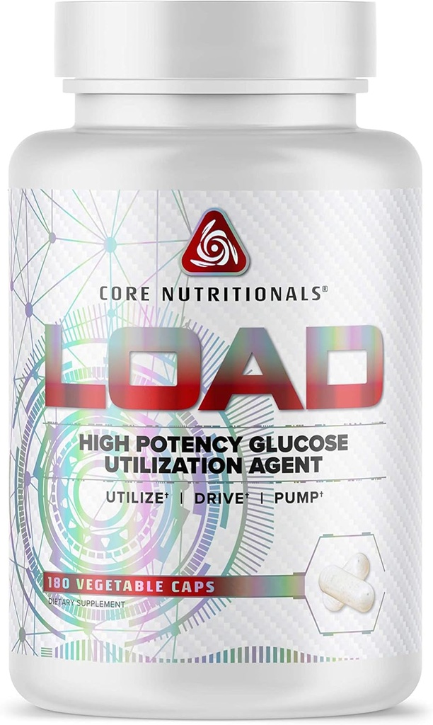 Core Nutritionals Load Platinum High Potency Glucose Production Agent med Berberine + Green Coffee Extract til fremme af kulhydrat Absorption og Glucose Bortskaffelse, (180 Caps)