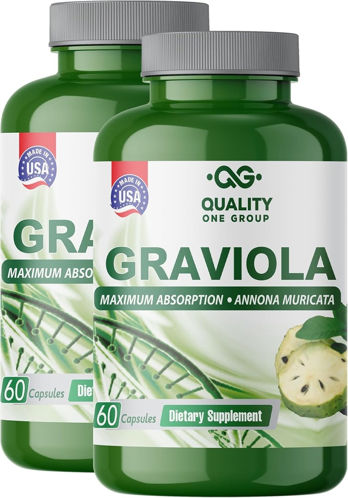 GRAVIOLA MAX - Graviola Extract Supplement - Soursop (Annona muricata) -immunsystemet Booster & antioxidanter i hver kapsel af Pure Graviola (2 Enheder)