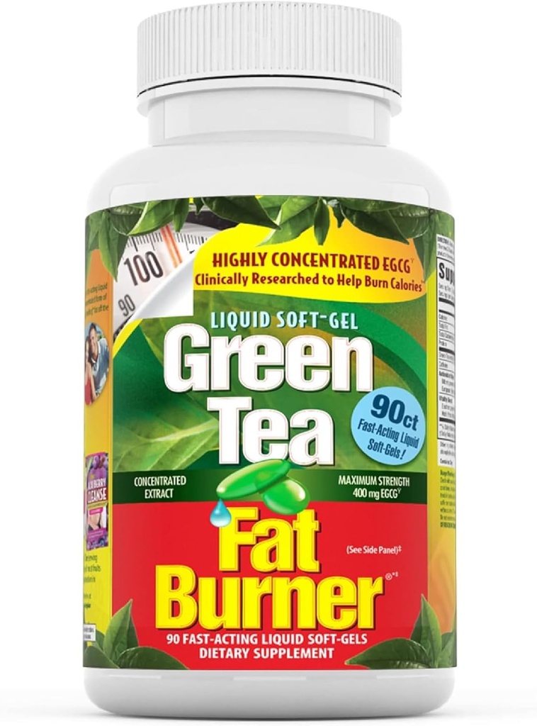 Anvendt Nutrition Green Tea Fat Burner - 90 Væske Soft- Gels - Øger kalorie Burning & leverer kraftfulde antioxidanter - 45 Total Servering