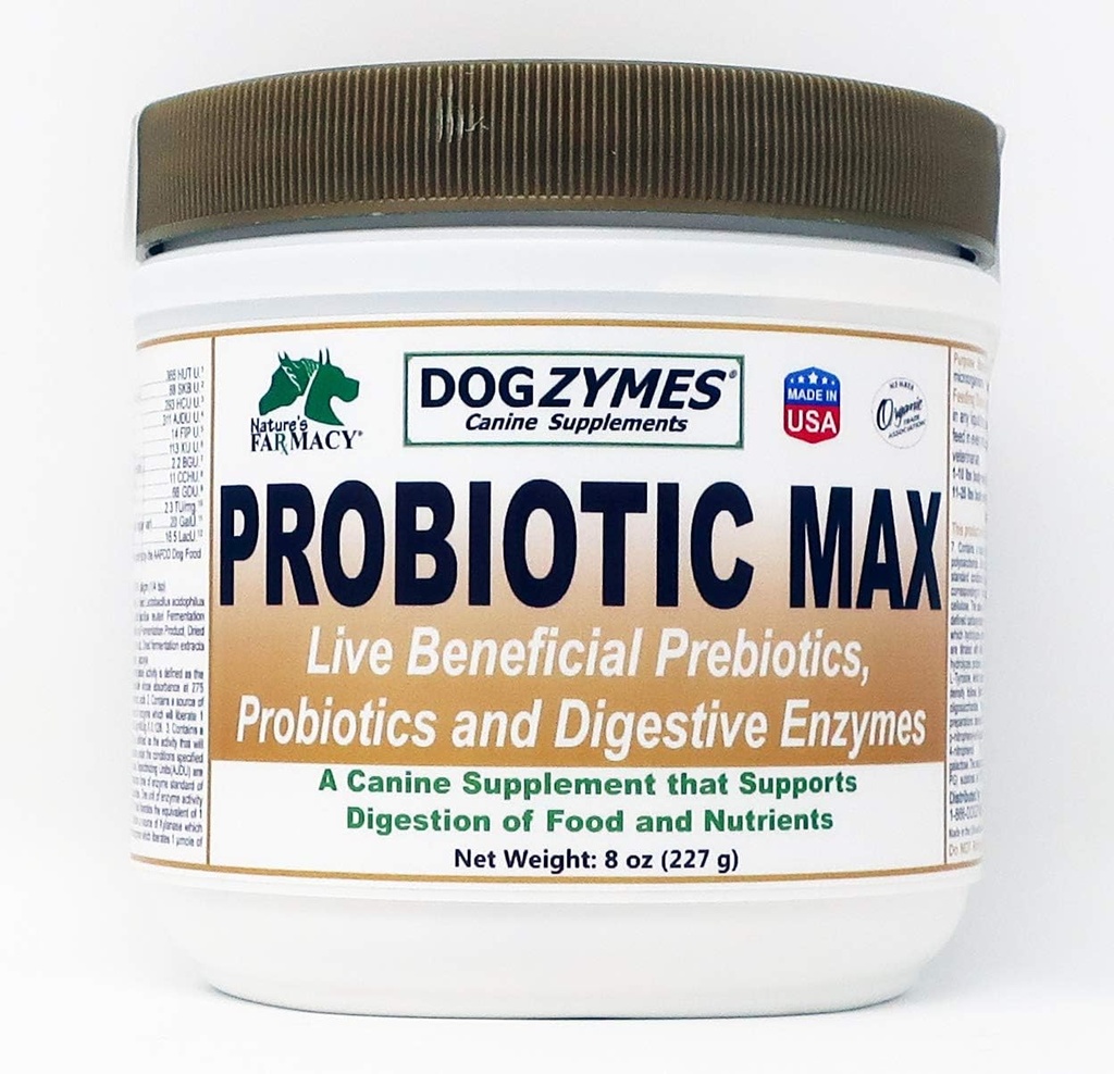 Dogzymes Probiotic Max -10 milliarder CFU 's Probiotika, Prebiotika, fordøjelsesenzymer - (8 Ounce)