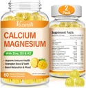 Calcium Magnesium Zinkgummier med D3- og K2-vitamin, høj absorption Magnesiumglycinat Kalium til immun- og rolig mood, Vegan Mango og Ananas Navor 120 gummier