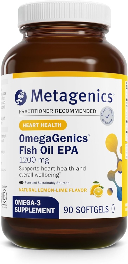 Metagenics OmegaGenics Fish Oil EPA 1200 - Omega-3 Fish Oil Supplement - for Heart Health & Immunsystem Health * - 90 Softgels