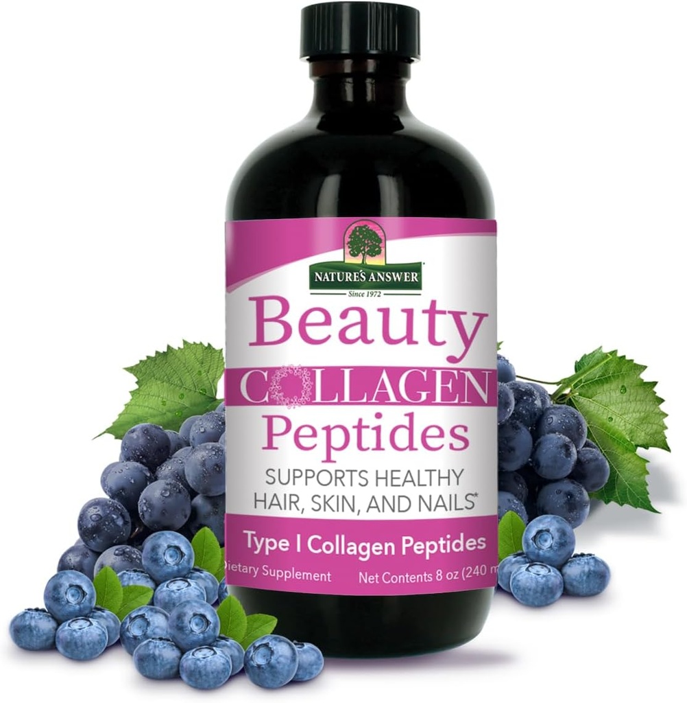 Nature's Answer Beauty Collagen Peptides 8 Fluid Ounces | Hair, Skin & Nail Support | Gluten-Free | Alcohol-Free | Non-GMO | Cruelty-Free | Single Count