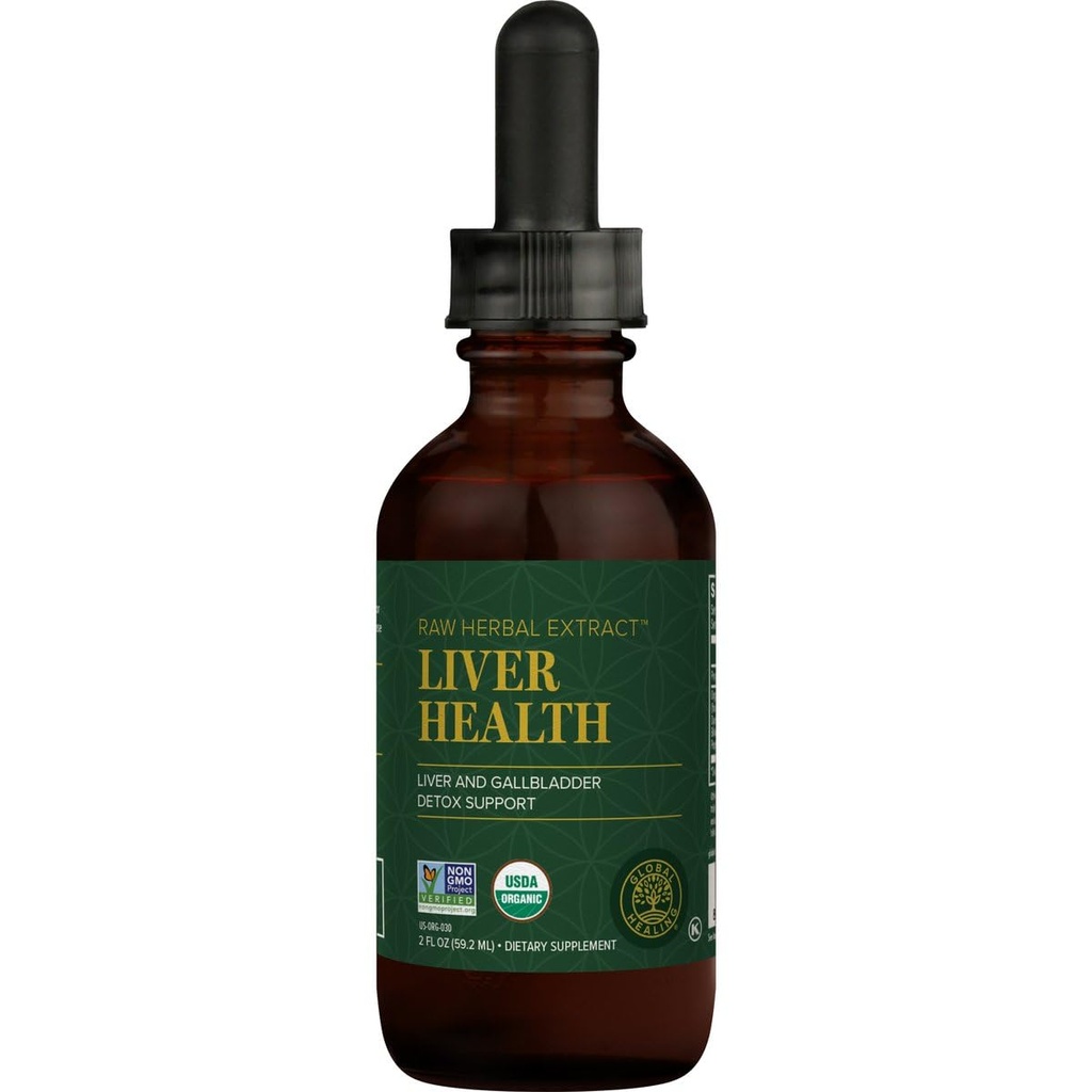 Global Healing Center - Leversundhed - Organic Milk Thistle Supplement for Detox & Gallblære Support - Mælkebøtte Root Supplement til rengøring og reparation (2 Fl Oz)