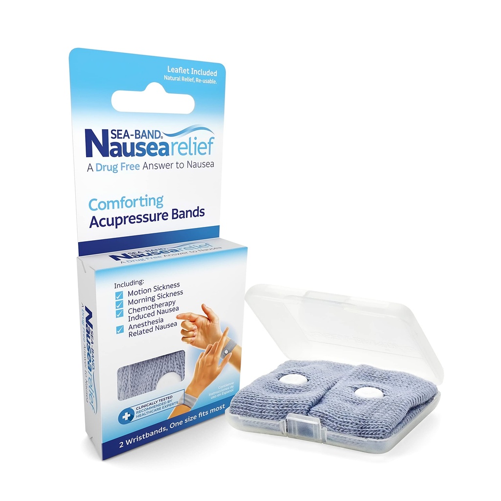 Dramamin Kvalme Ingefær Tygge, 20 Greve og Sea-Band Anti- Kvalme Acupressure Armbåndsværk til Motion & Morning Sygdom, 1 Par