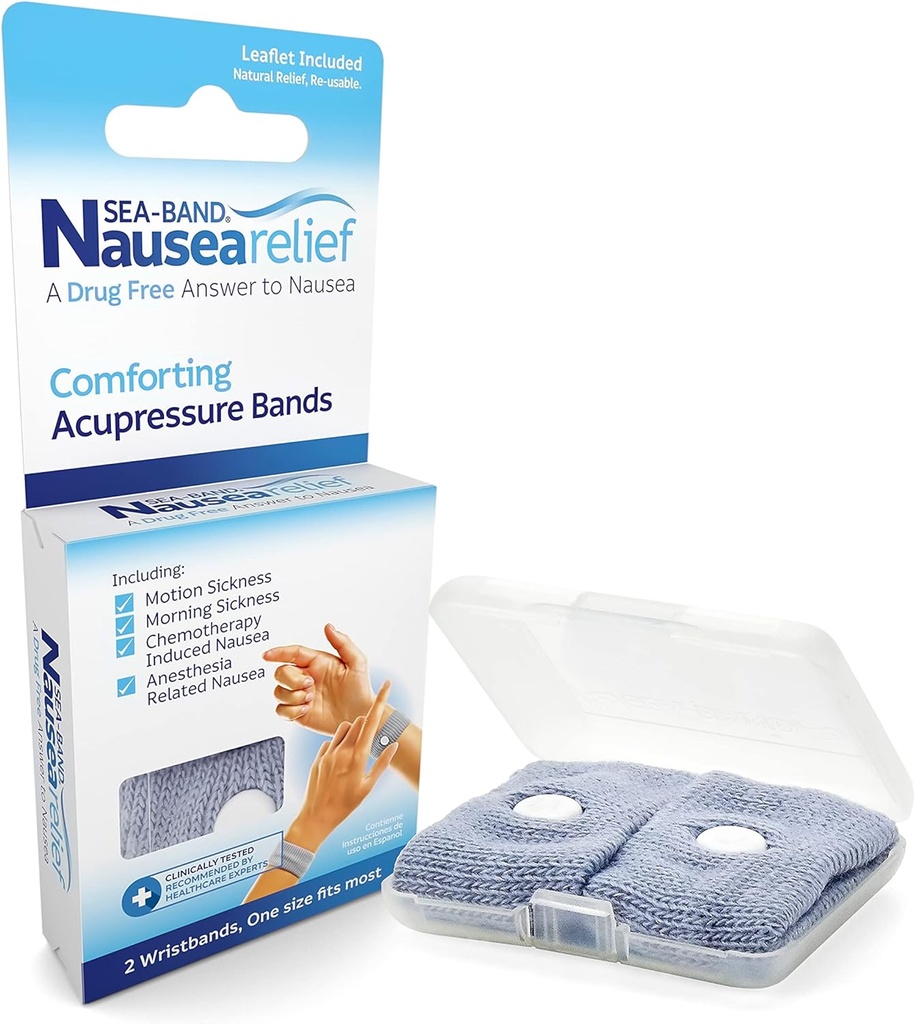 Dramamin Kvalme Ingefær Tygge, 20 Greve og Sea-Band Anti- Kvalme Acupressure Armbåndsværk til Motion & Morning Sygdom, 1 Par